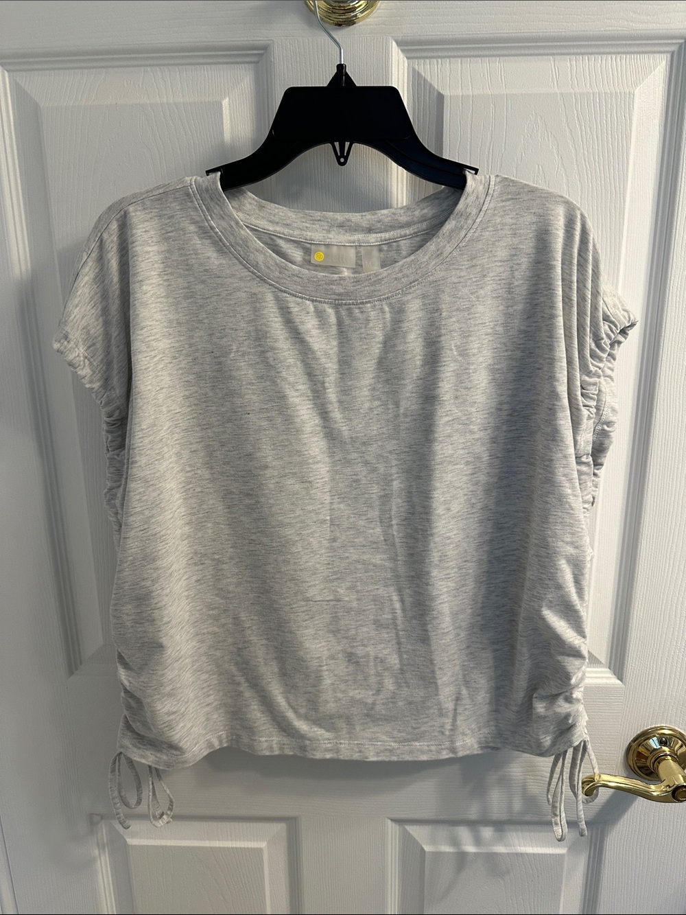 Zella Heather Gray Cotton Top with Adjustable Side Ruching Size Medium